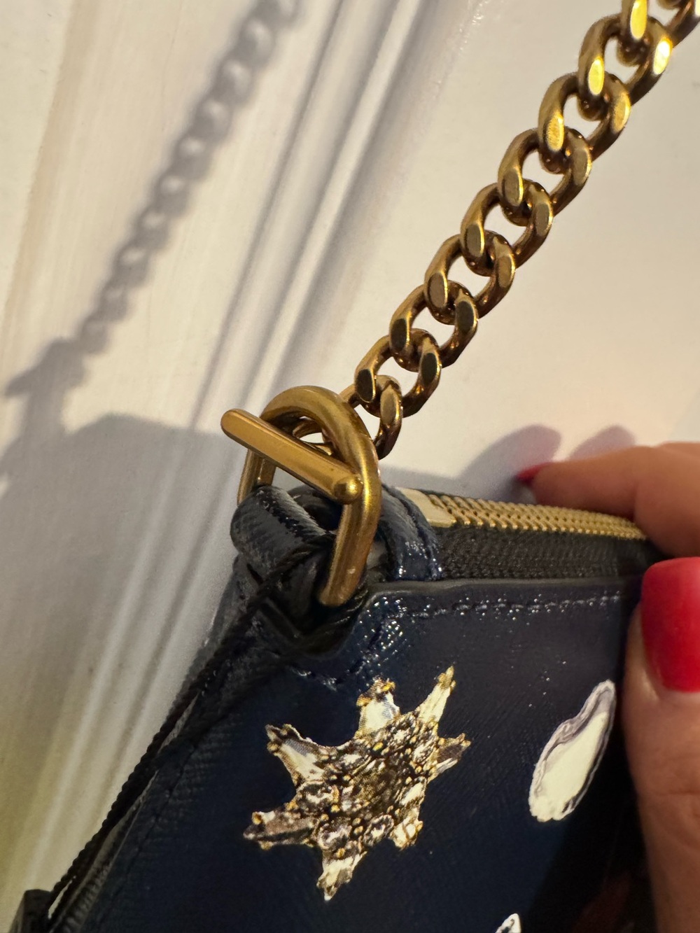 Marc Jacobs Navy Leather Mini Shoulder Bag with Multicolor Charm Accents - Picture 12 of 16
